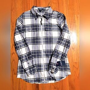 NWT Chaps zip front thick flannel shirt, women's small, purple plaid